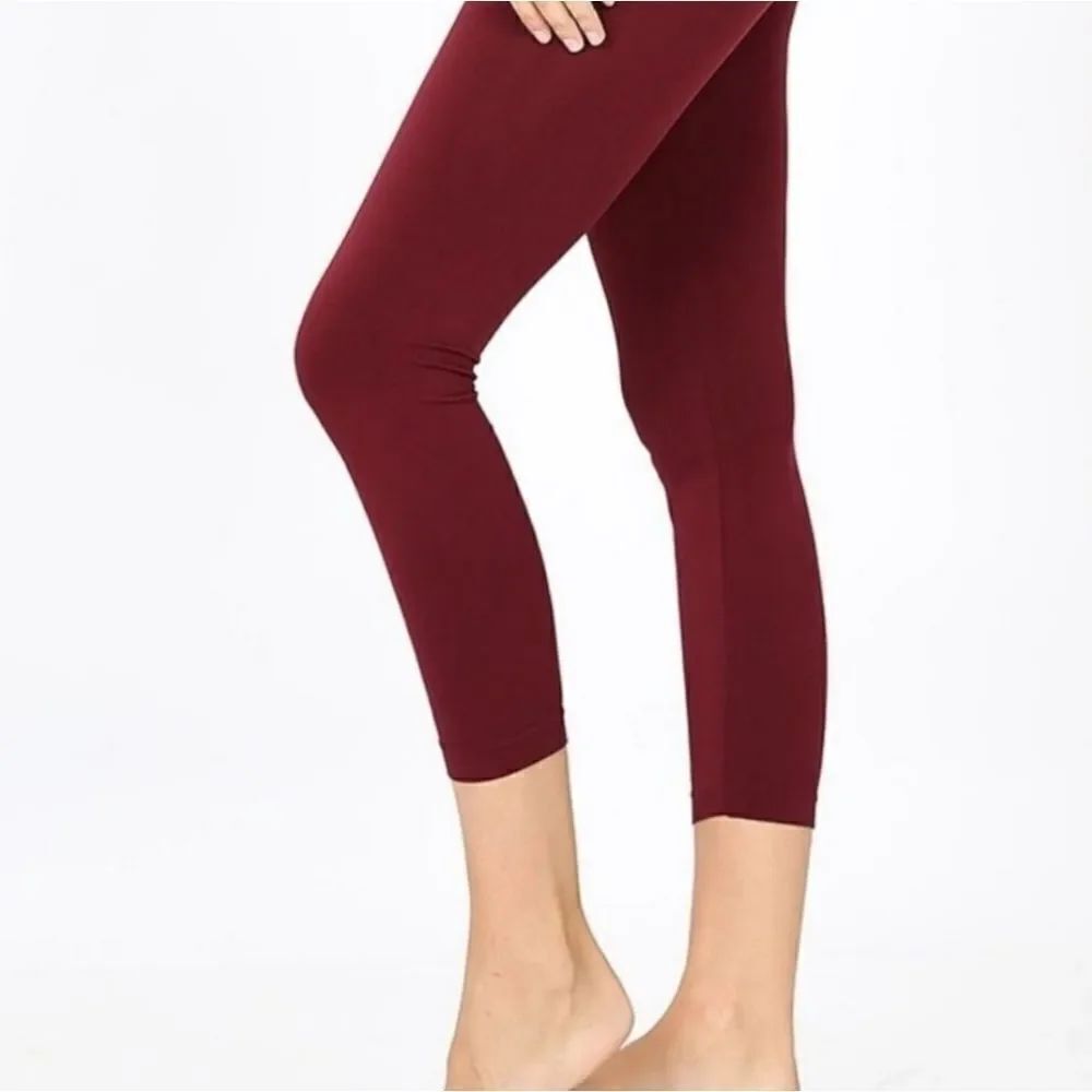 Zenena Outfitters Burgundy Capri Leggings